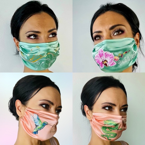 Hand-painted, one of a kind silk mask - Picture 4 of 6